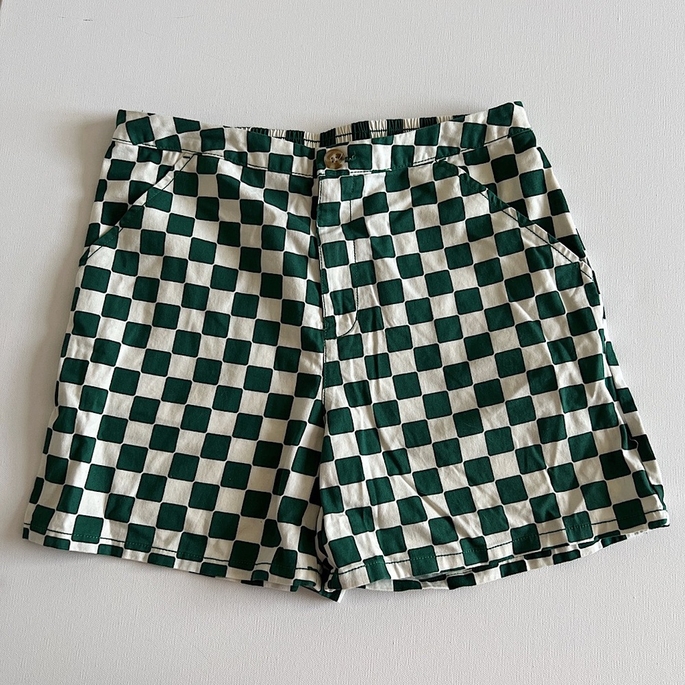 Women Checkerboard Shorts Elastic waist